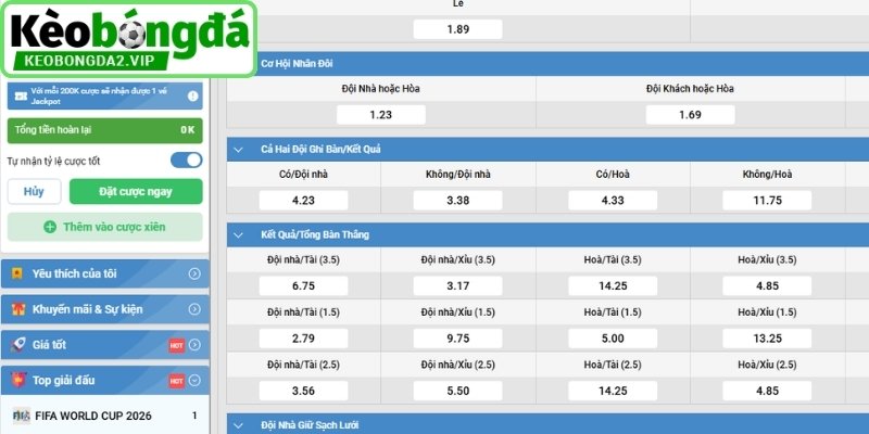 Hình thức cược phụ đi kèm 